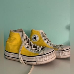 PLATFORM CONVERSE Custom Painted Yellow Size 8